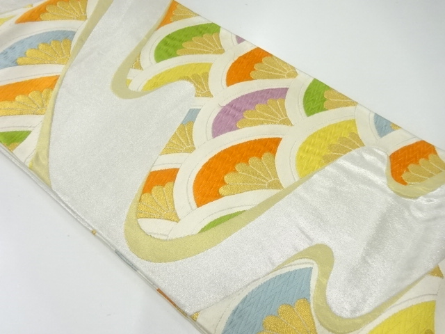 アンティーク　花青海波模様織出し袋帯（材料）